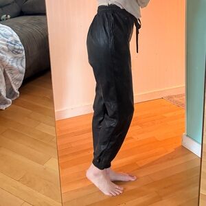 Black Faux Leather Joggers Size Small Trendy Chic Pants